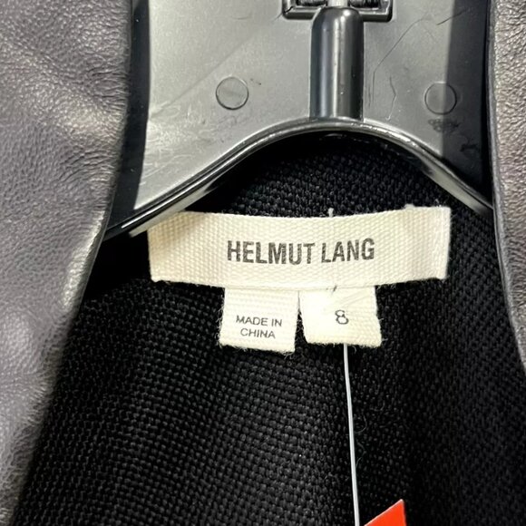 $1275 Helmut Lang Black Wool Leather Panel Blazer Jacket size 8 - Picture 9 of 13